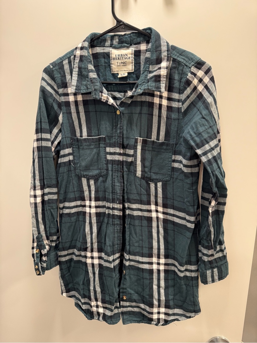 Urban Heritage Teal and White Plaid Flannel Tunic